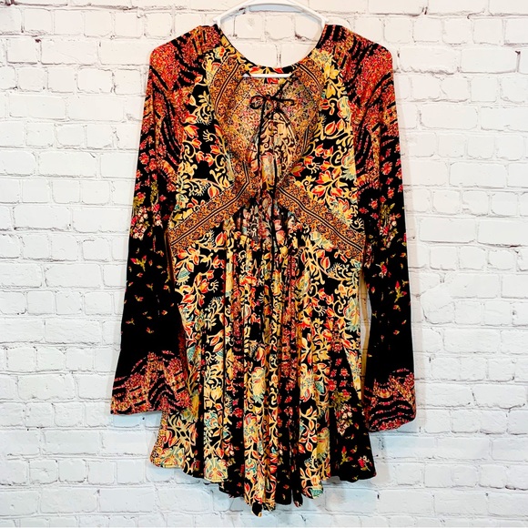Free People boho baby doll mini sleeve dress - Picture 3 of 8